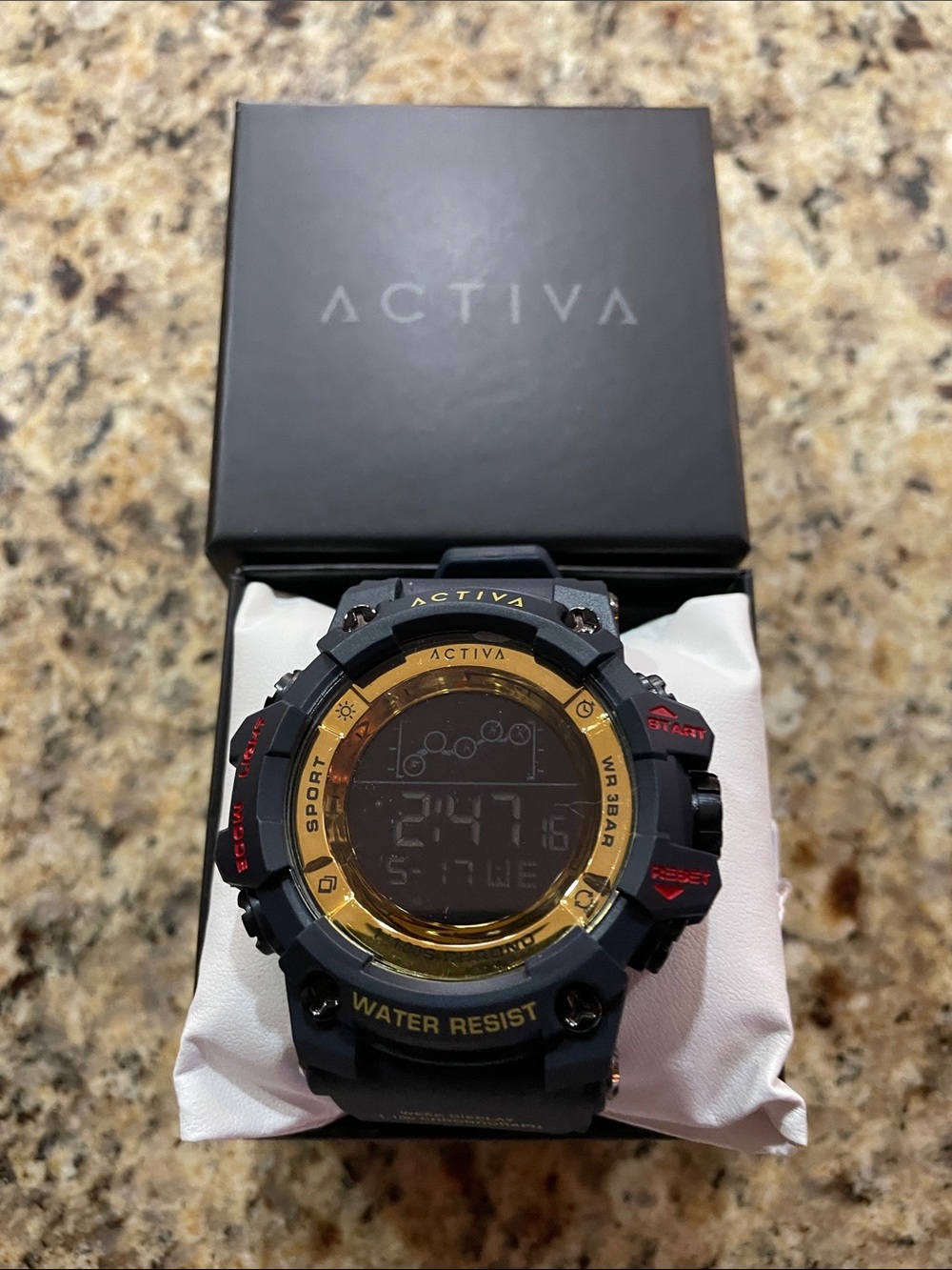 Activa Men's Black and Gold Digital Sport Watch